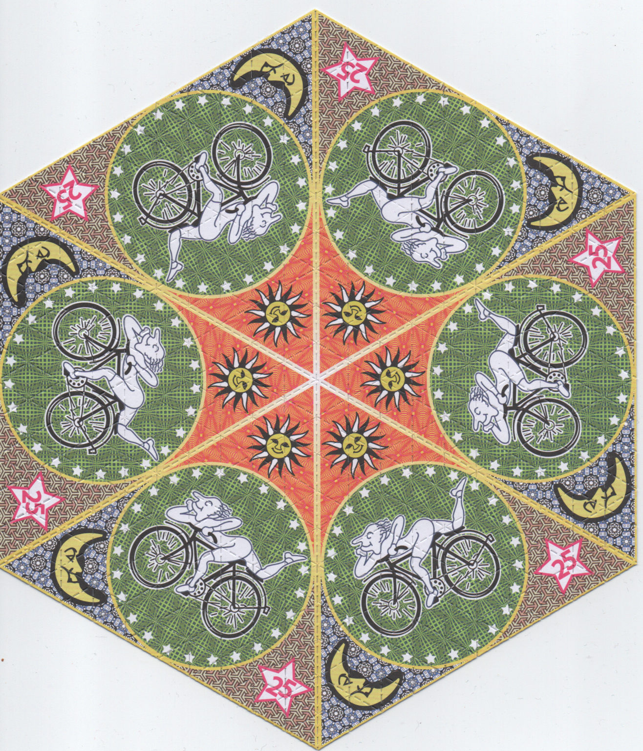 Blotter Art Albert Hofmann Bike Ride Hexagonal 6 panels