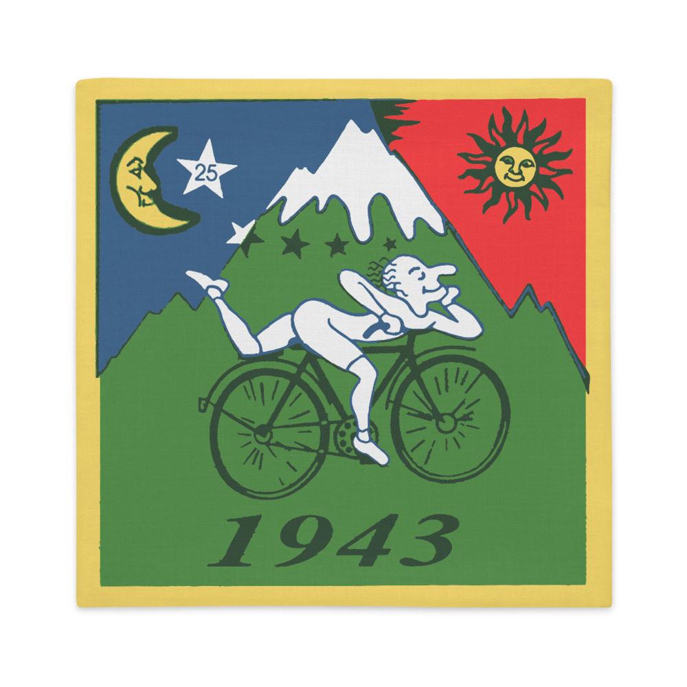 Albert Hofmann bike Ride Pillow Case Deluxe Jaune Albert Hofmann bike Ride Pillow Case Deluxe Jaune