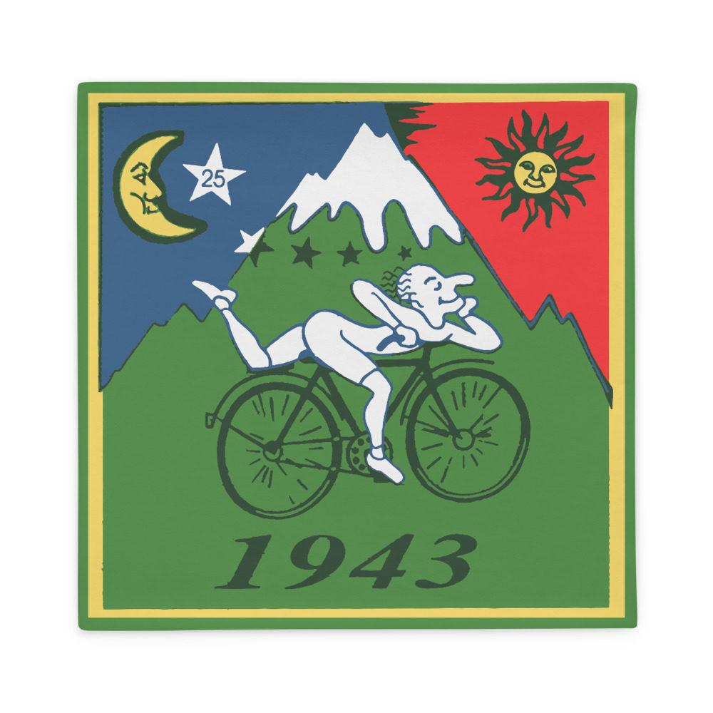 Albert Hofmann Bike Ride Pillow Case Green Albert Hofmann Bike Ride Pillow Case Green