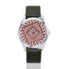 Psychedelic Optical Illusion eye trap 7 Unisex Silver-Tone Round Leather Watch