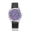 Psychedelic Optical Illusion eye trap 6 Unisex Silver-Tone Round Leather Watch