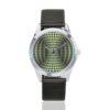 Psychedelic Optical Illusion eye trap 31 Unisex Silver-Tone Round Leather Watch