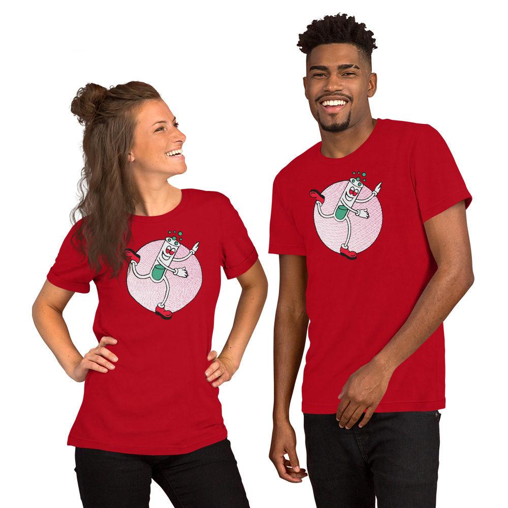 Psychedelic Dancing Test Tube Red LSD Blotter Art Unisex T-Shirt Psychedelic Dancing Test Tube Red LSD Blotter Art Unisex T-Shirt