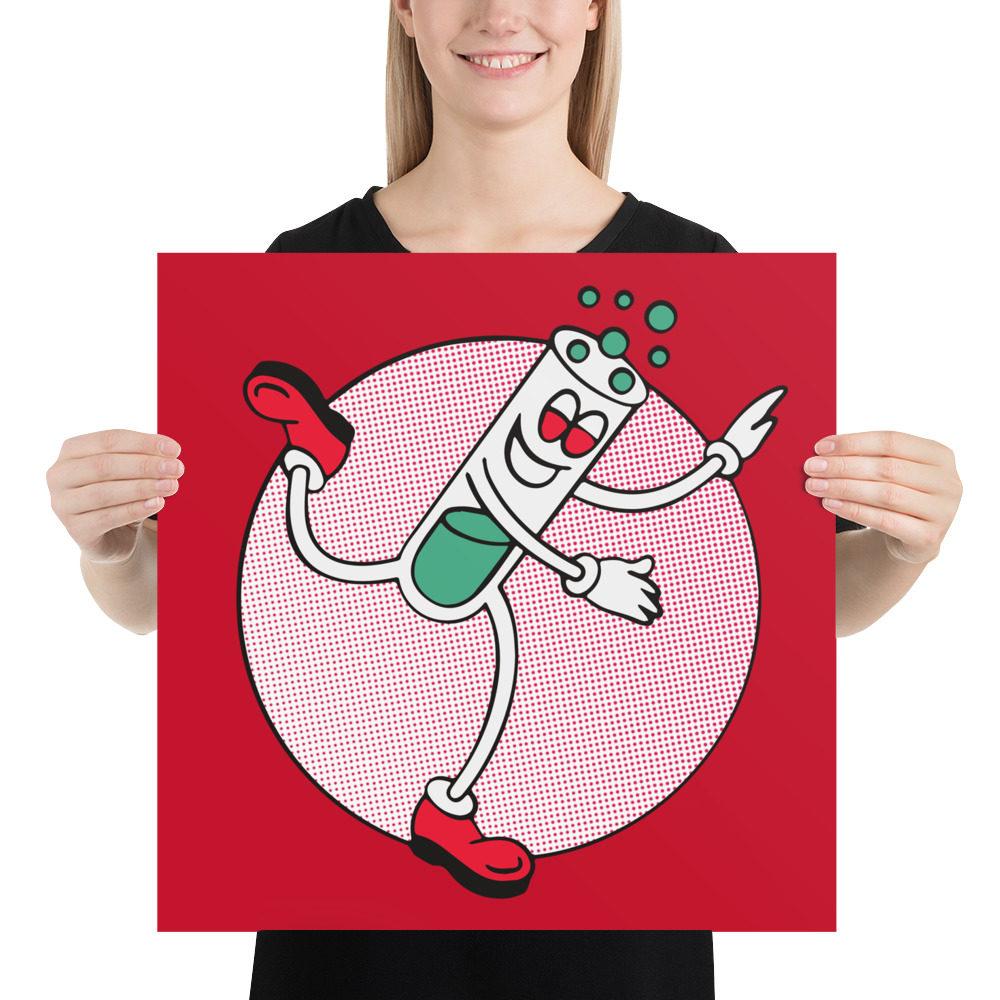 Red Dancing Test Tube Blotter Art Poster Red Dancing Test Tube Blotter Art Poster