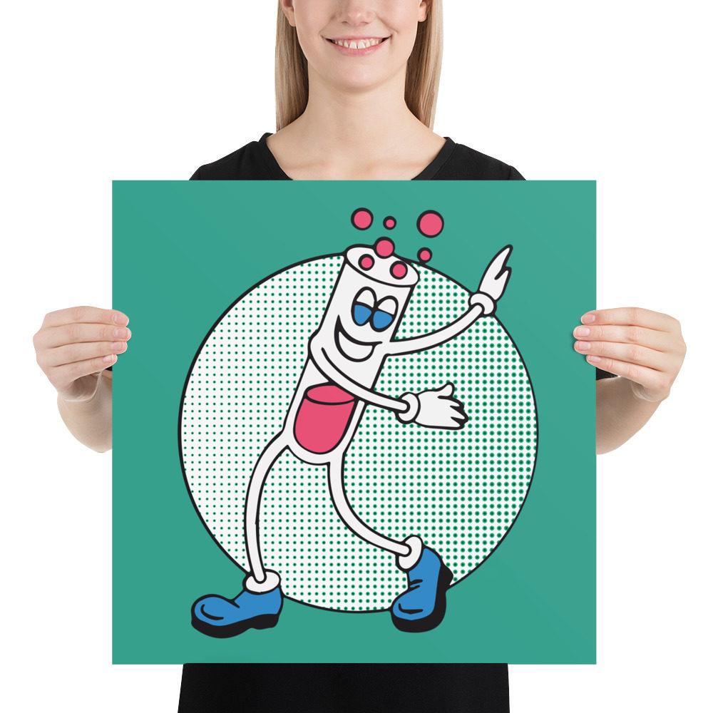 Green Dancing Test Tube Blotter Art Poster Green Dancing Test Tube Blotter Art Poster
