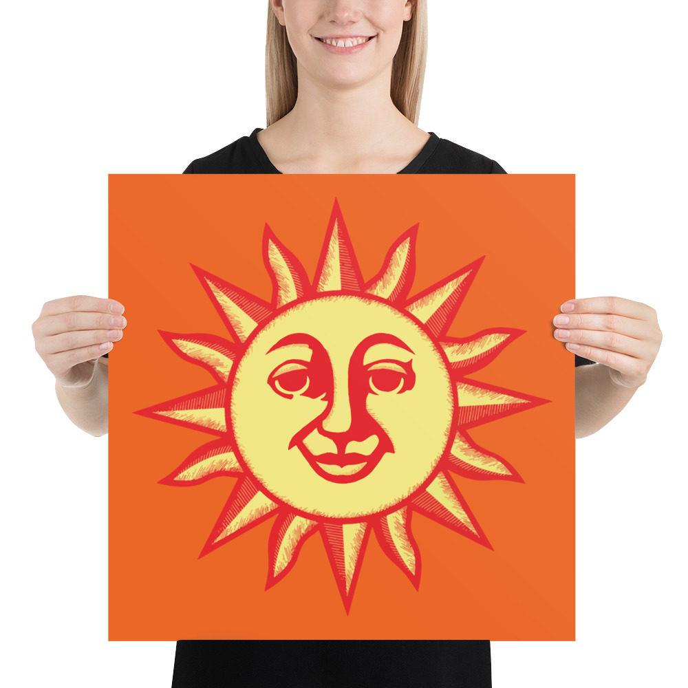 Vintage Style Sunshine Sun God orange Poster Vintage Style Sunshine Sun God orange Poster