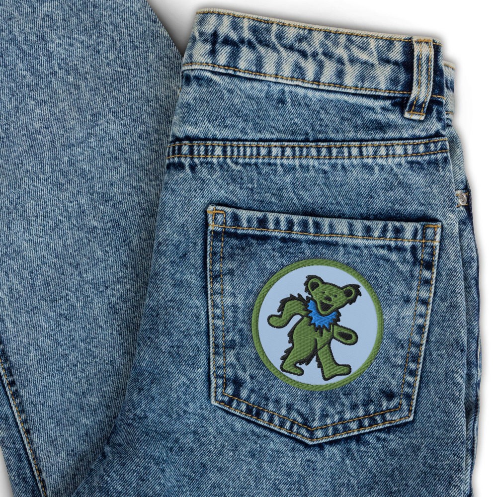 Patch brodé LSD Blotter Art Dancing Bear Green 2 Patch brodé LSD Blotter Art Dancing Bear Green 2 – Image 3