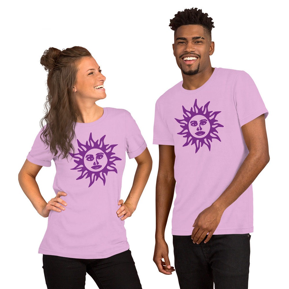 Blotter Art California Sunshine Sungod Purple unisex t-shirt Blotter Art California Sunshine Sungod Purple unisex t-shirt