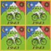 Blotter Art Bike ride 1943 4 panel Blotter Art Bike ride 1943 4 panel